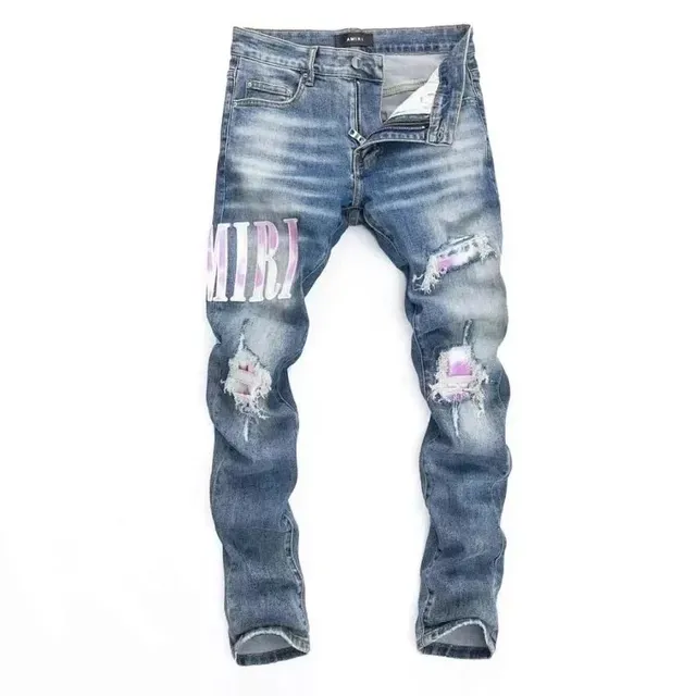 Amiri Distressed Jeans MIRI Logo Print