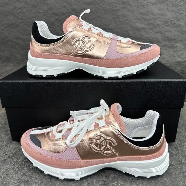 Chanel Sneaker Metallic Rose Gold and Pink