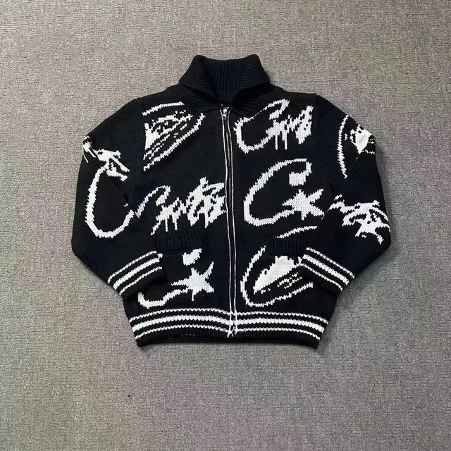 Balenciaga Knit Zip-Up Jacket Graffiti Print