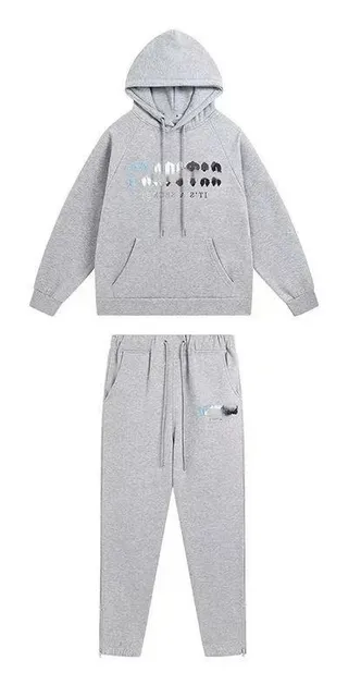 Hoodie and Joggers Set Heather Grey with Graphic Print