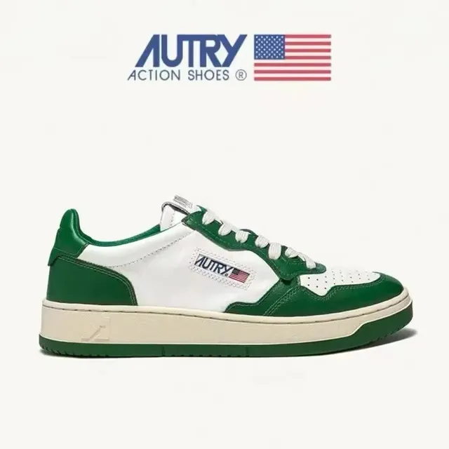 Autry Medalist Low Green and White