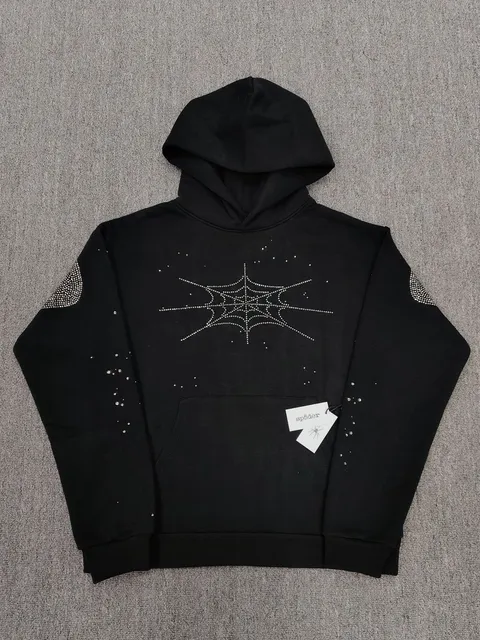 Sp5der Spiderweb Hoodie Crystal Embellished