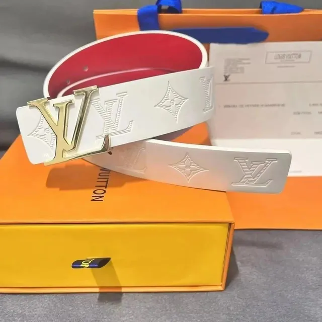 Louis Vuitton LV Initiales Belt White with Red Lining