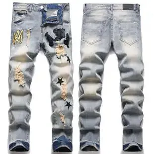 Amiri Distressed Jeans Patchwork Embroidered