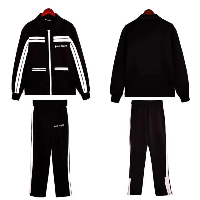 Palm Angels Track Jacket and Pants Set Black with White Stripes