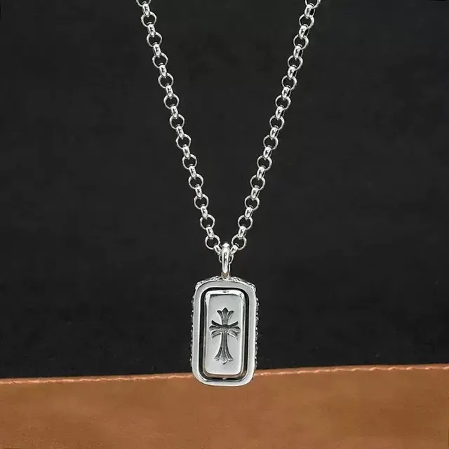 Chrome Hearts Dog Tag Necklace Cross Motif