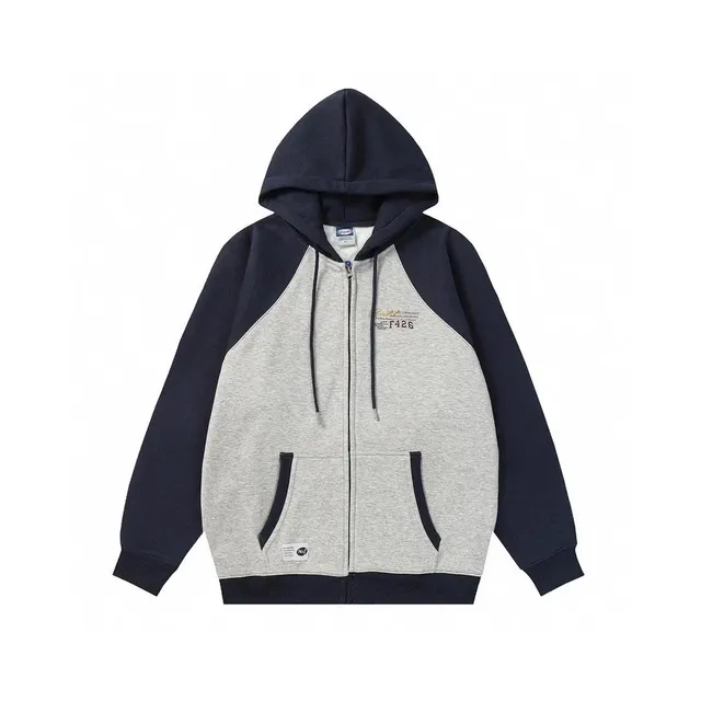 Zip-Up Hoodie Two-Tone Raglan