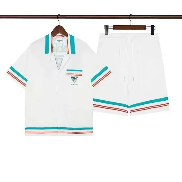 Casablanca Short-Sleeve Shirt and Shorts Set Tennis Club Stripe