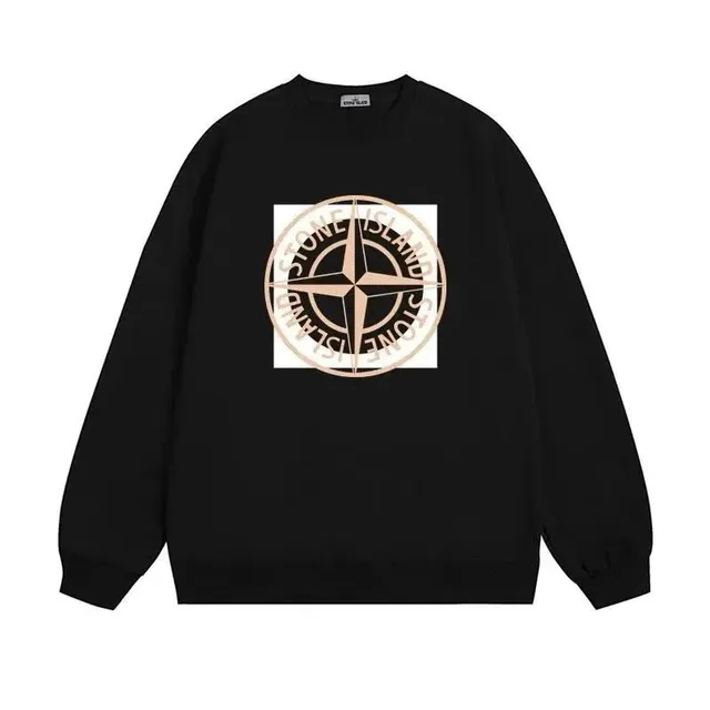 Stone Island Compass Logo Sweatshirt Black with Beige Logo
