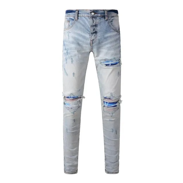 Slim Fit Jeans Distressed Light Wash