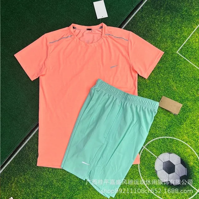Nike Performance Tee & Shorts Set Coral and Mint
