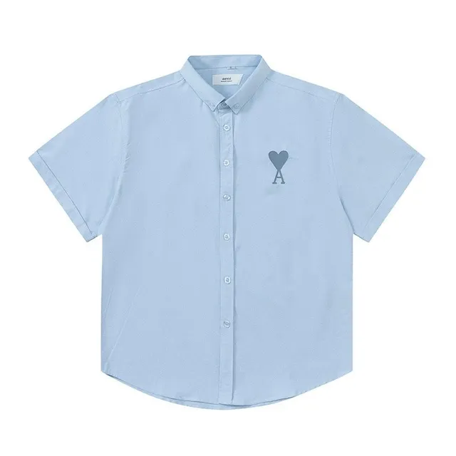 Amiri Short-Sleeve Button-Up Shirt Heart Logo