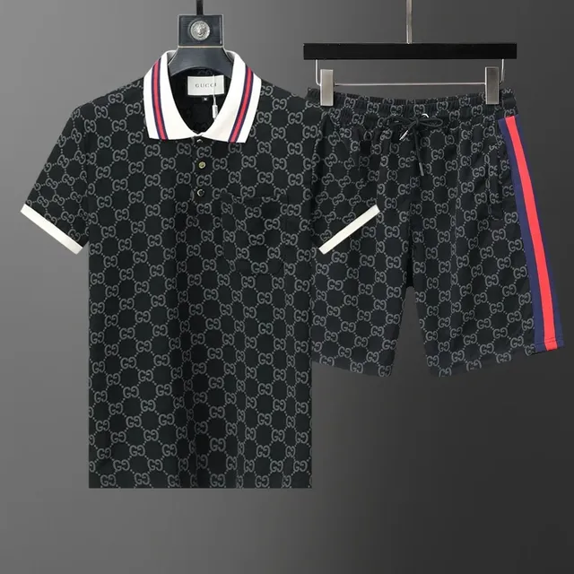 Gucci GG Print Polo and Shorts Set Web Trim