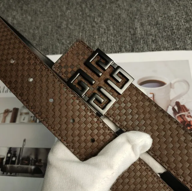 Givenchy Logo Buckle Belt Woven Leather