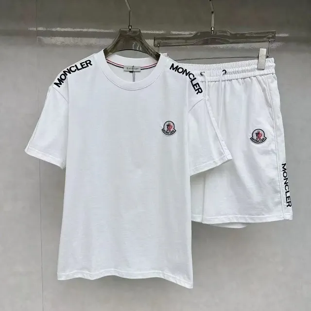 Moncler Logo T-Shirt and Shorts Set White Logo Print