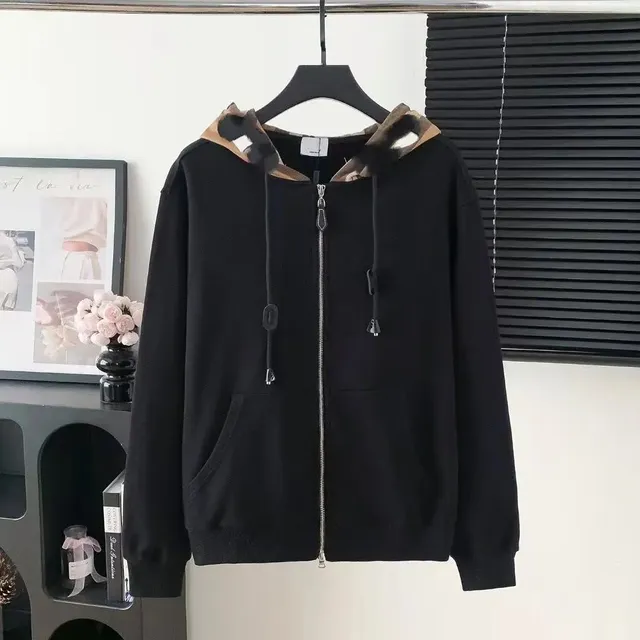 Zip-Up Hoodie Contrast Hood Lining