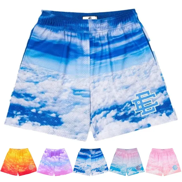 Eric Emanuel Cloud Mesh Shorts Sky Gradient