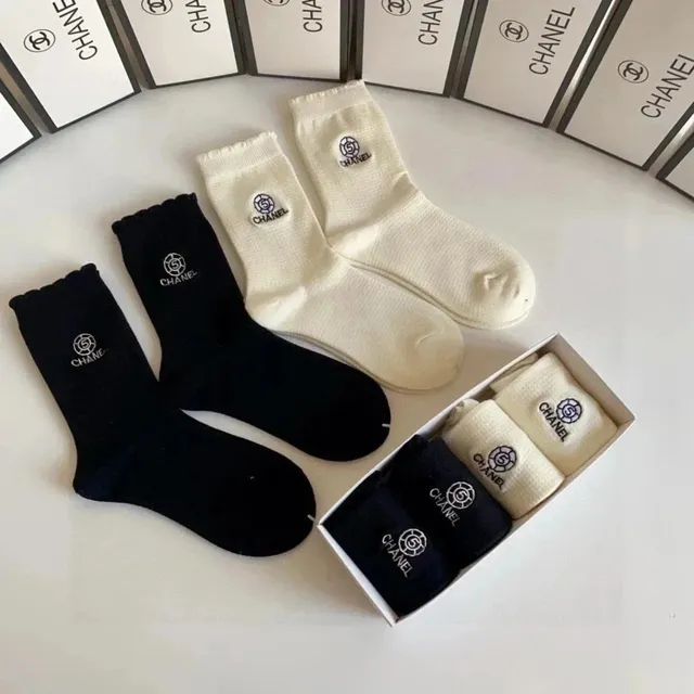 Chanel Logo Socks Embroidered CC Logo