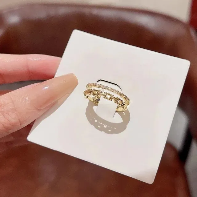 Tiffany & Co. Chain Ring Set Crystal-Embellished
