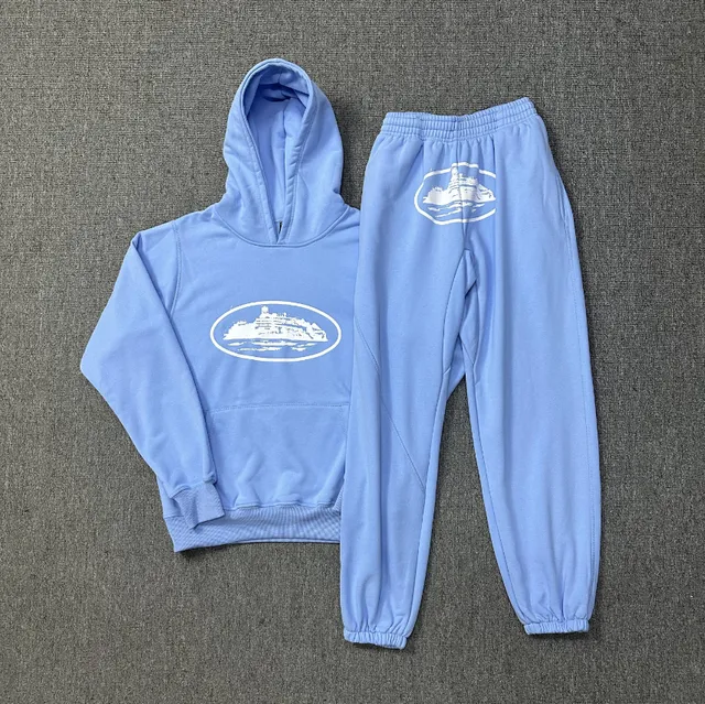 Hoodie and Joggers Set Light Blue with White Graphic