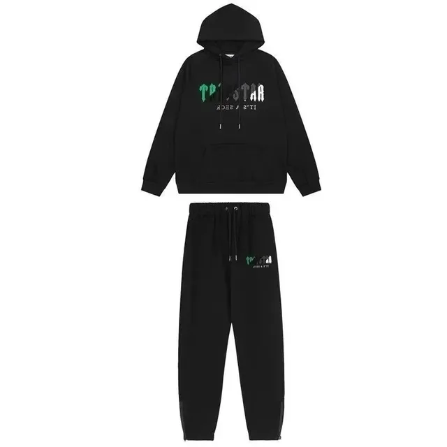 Travis Scott Hoodie and Joggers Set Black with Green and White Logo