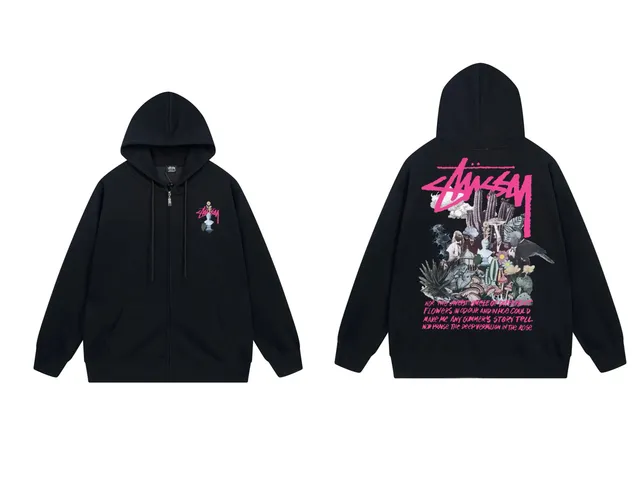 Stüssy Zip-Up Hoodie Floral Graphic