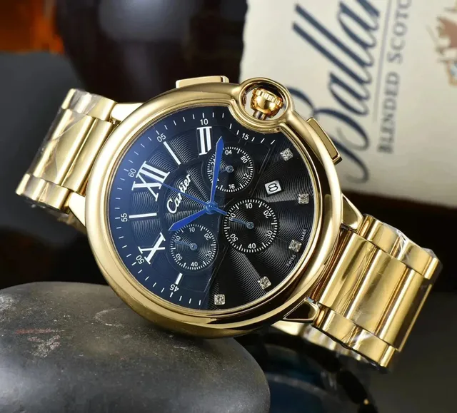 Cartier Santos Chronograph Gold Case with Diamond Hour Markers