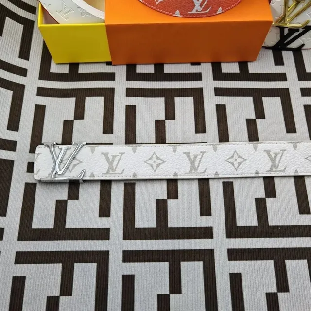 Louis Vuitton LV Monogram Belt White with Grey Print