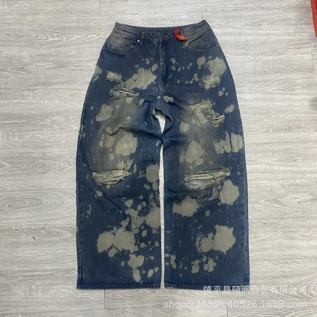 Distressed Jeans Bleach-Splatter Ripped