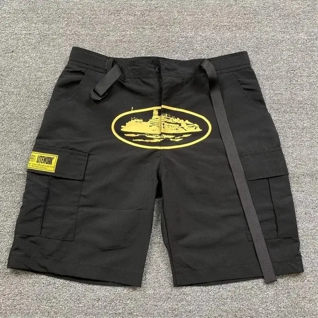 Corteiz Cargo Shorts Yellow Logo