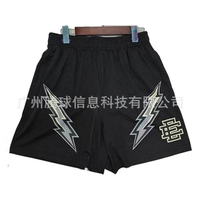 Mesh Shorts Lightning Bolt Print