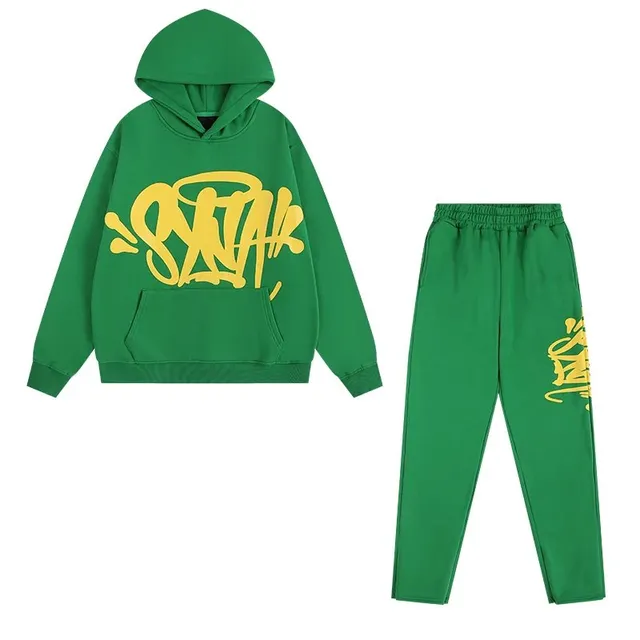 Hoodie and Joggers Set Graffiti Print