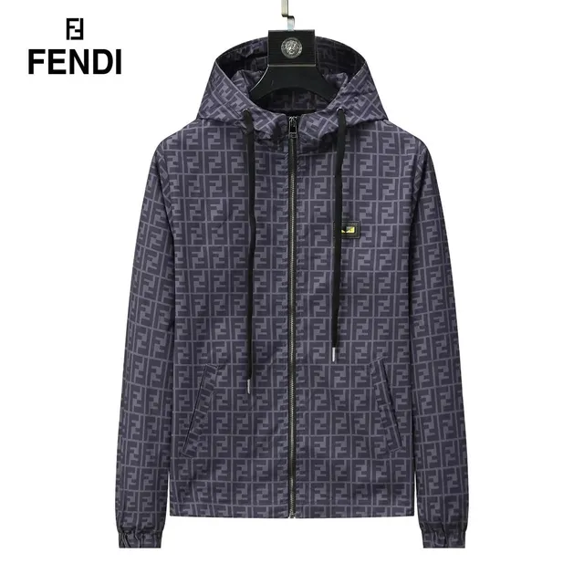 Fendi Logo-Print Hooded Jacket FF Monogram