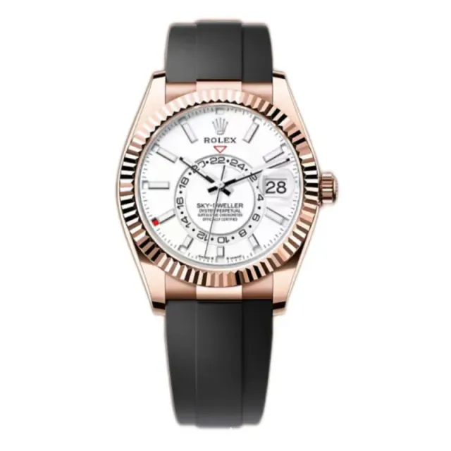 Rolex Sky-Dweller White Dial with Black Rubber Strap