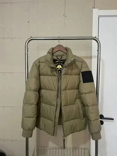 Stone Island Puffer Jacket Olive Beige with Patch
