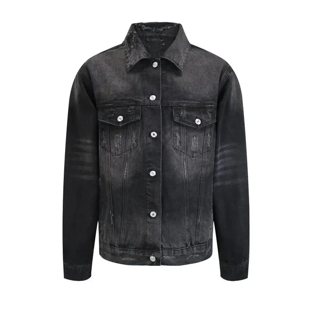 Balenciaga Denim Jacket Distressed Black