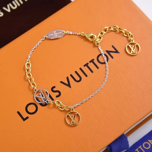 Louis Vuitton LV Chain Bracelet Two-Tone Logo Charm