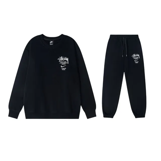 Stüssy × Nike Crewneck & Joggers Set World Cities