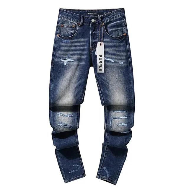 Purple Brand Distressed Slim Fit Jeans Mid Wash with Rips