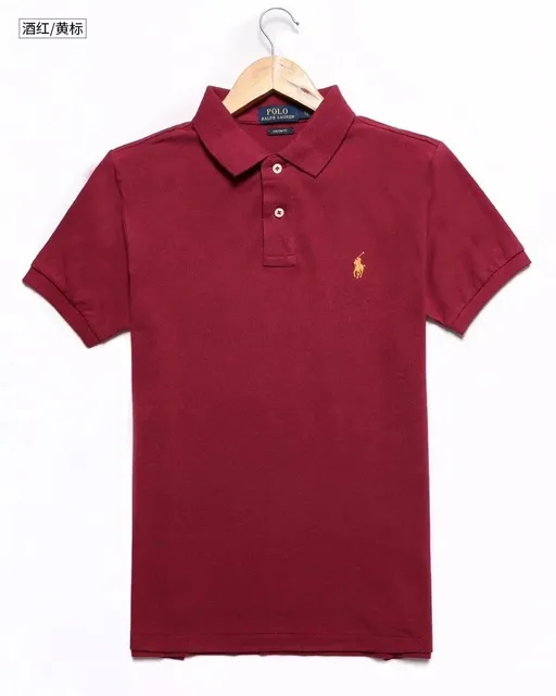 Polo Ralph Lauren Polo Shirt Wine Red with Yellow Logo