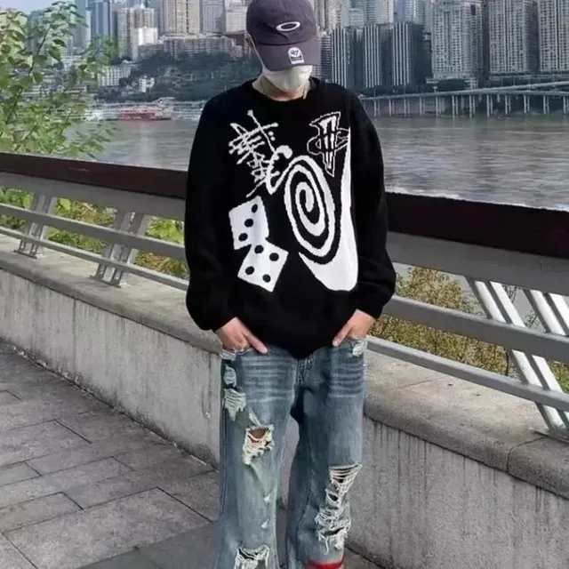 Gallery Dept. Knit Sweater Dice and Spiral Graphic