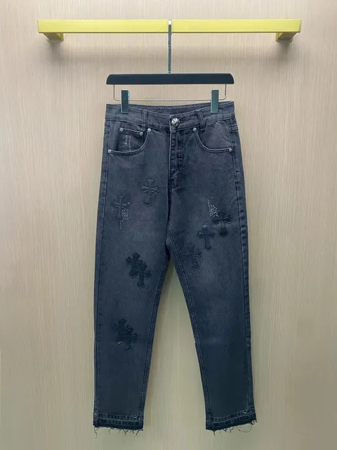 Chrome Hearts Cross Patch Jeans Black Cross Embroidery