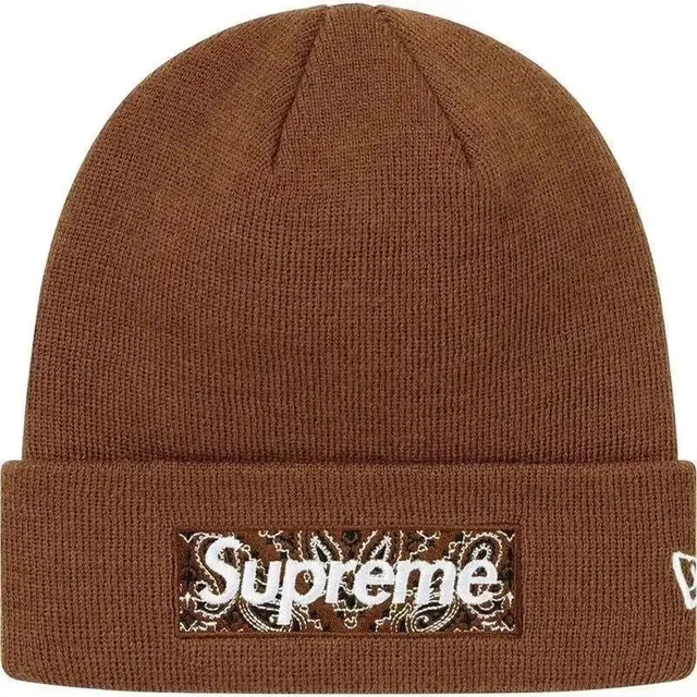 Supreme × New Era Box Logo Beanie Paisley Patch