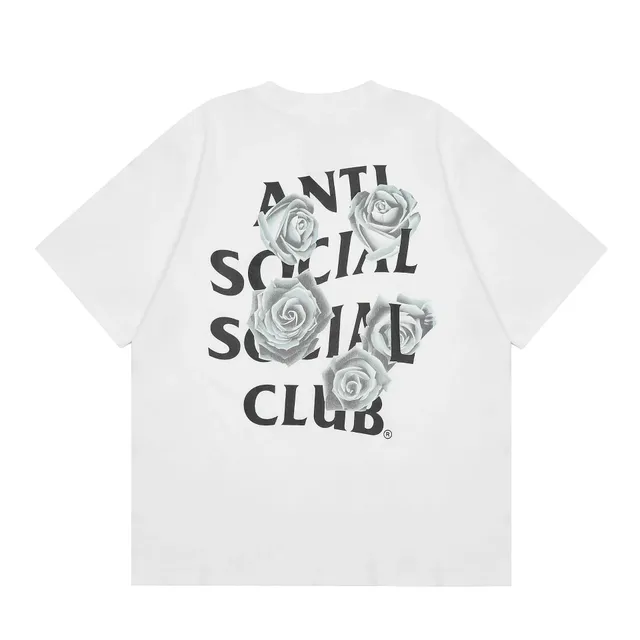 Anti Social Social Club Rose Graphic Tee White with Grey Roses