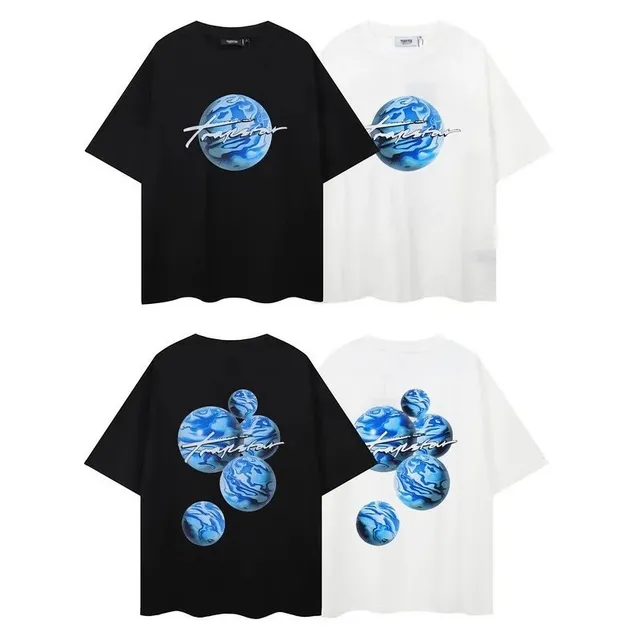 Travis Scott Graphic Tee Blue Marble Print