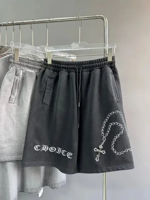 Chrome Hearts Rosary Shorts Embroidered Cross and Rosary