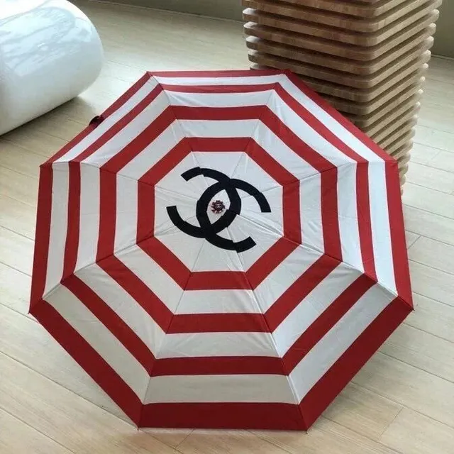 Chanel Umbrella Striped CC Logo