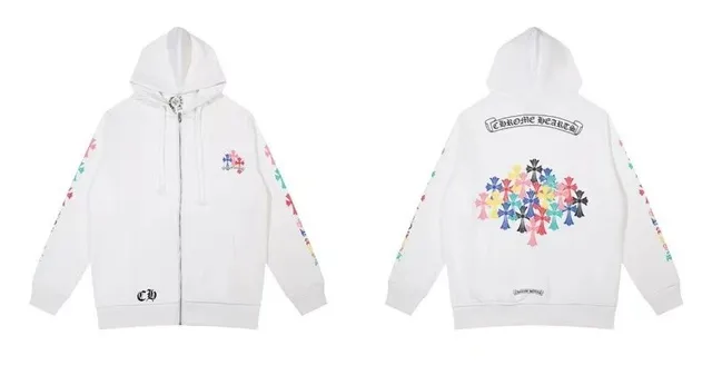 Chrome Hearts Zip-Up Hoodie Multi-Color Cross Print