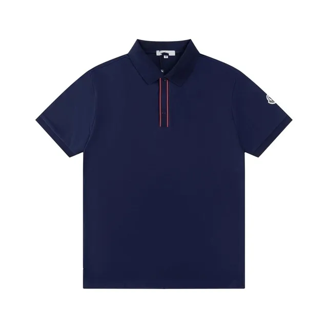Moncler Polo Shirt Navy with Red Trim
