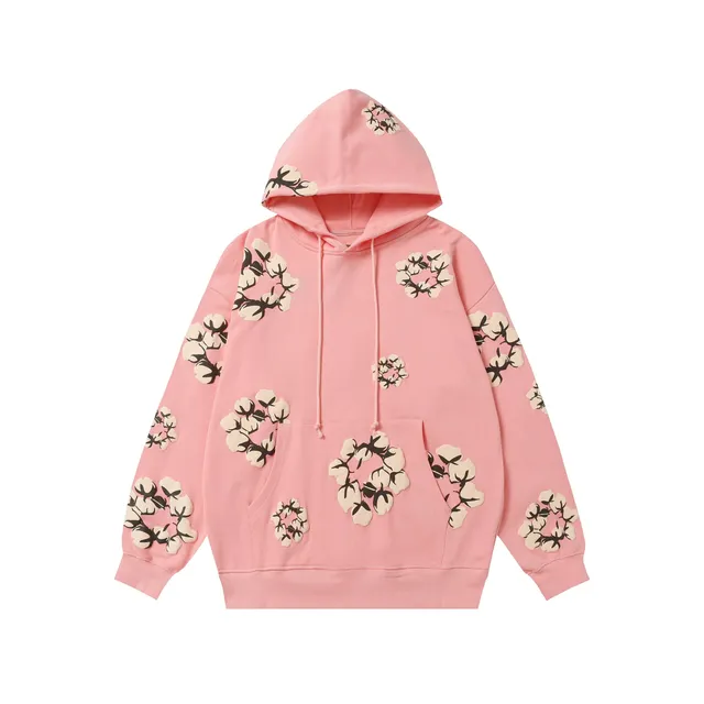 Off-White Cotton Flower Hoodie Cotton Blossom Print